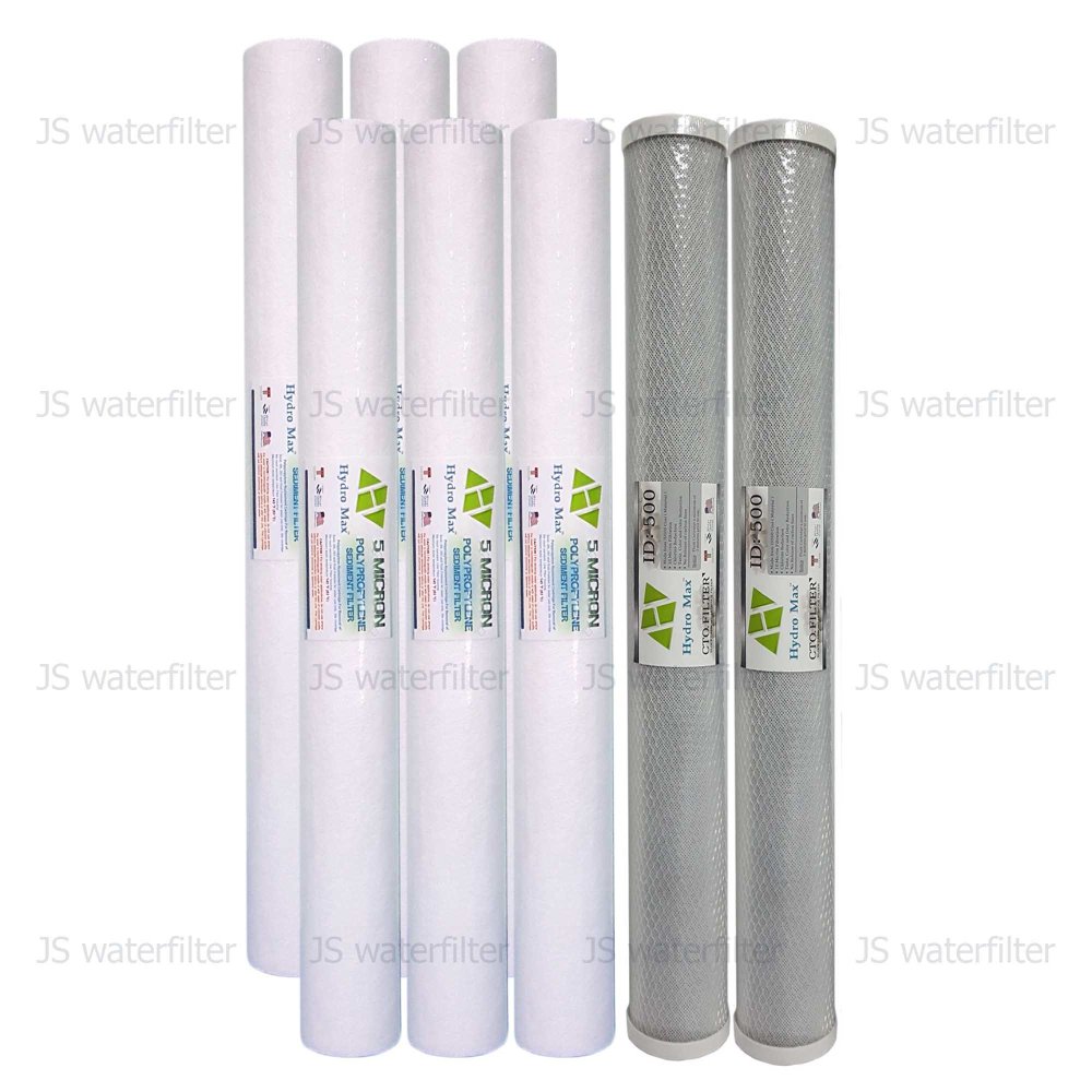 Hydro Max JS waterfilter PP CTO 20 นิ้ว ไส้กรองชุด6เดือนสุดคุ้มสำหรับตู้น้ำดื่ม จำนวน8ชิ้น (JSW013)