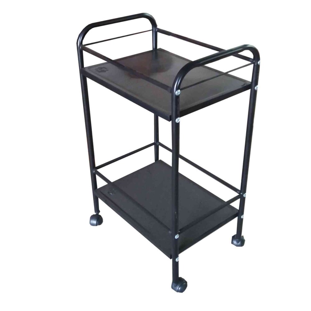 KMP Furniture ชั้นวางขวด มิกซ์เซอร์ เหล็กแผ่นขึ้นมีล้อ รุ่นมีทีคั้นวางขวด ( สีดำ)