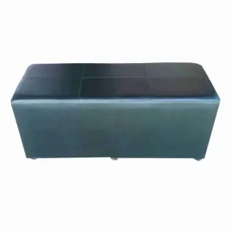 KMP Furniture เก้าอี้ยาว สตูลโซฟายาวหุ้มผ้าหนังเทียม เบาะสี่เหลี่ยม 100 CM. รุ่น Stool 100 CM. (สีดำ)