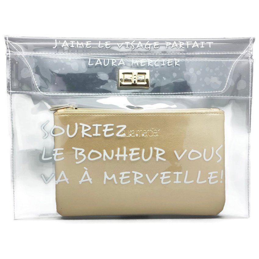 LAURA MERCIER Clear & Gold Duo Flat Bag