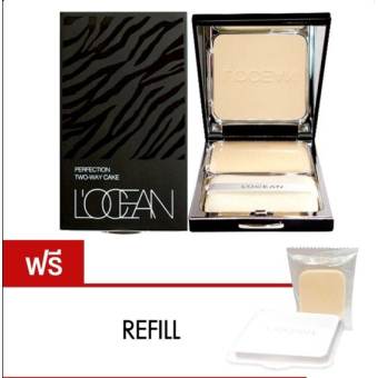 แป้ง L'OCEAN Perfection Two-way Cake 12g(#21 ขาวเหลือง) .+ Refill 12g.