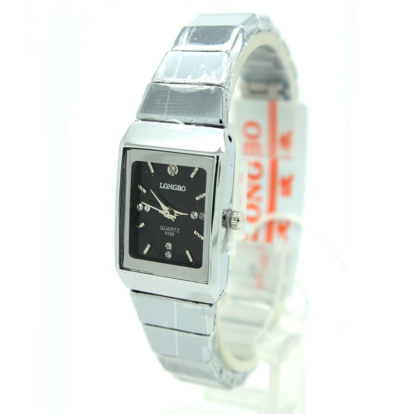 Longbo นาฬิกาข้อมือหญิง ทรงสี่เหลี่ยม สายเหล็ก หน้าสีเงิน - LB0017 (S-Silver)