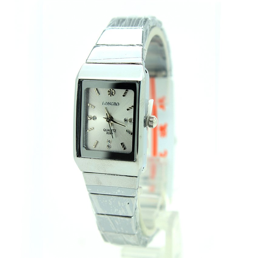 Longbo นาฬิกาข้อมือหญิง ทรงสี่เหลี่ยม สายเหล็ก หน้าสีเงิน - LB0017 (S-Silver)