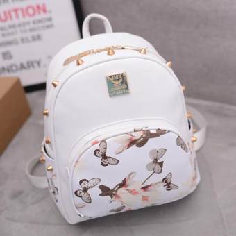 Maylin กระเป๋าเป้สะพายหลัง กระเป๋าเป้เกาหลี กระเป๋าเป้หนัง รุ่น MP-026 (สีขาวลายดอกไม้) Maylin กระเป๋าเป้สะพายหลัง กระเป๋าเป้เกาหลี กระเป๋าเป้หนัง รุ่น MP-026 (สีขาวลายดอกไม้)