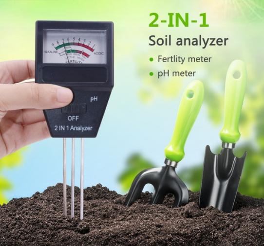 จัดส่งฟรีเครื่องวัดค่า ph ดินและค่าปุ๋ยรวม NPK (ประกัน 1 ปี) เครื่องวิเคราะห์ดิน เครื่องตรวจดิน เครื่องมือตรวจสอบ 2in1 fertility tester & Soil PH meter มีคู่มือภาษาไทย