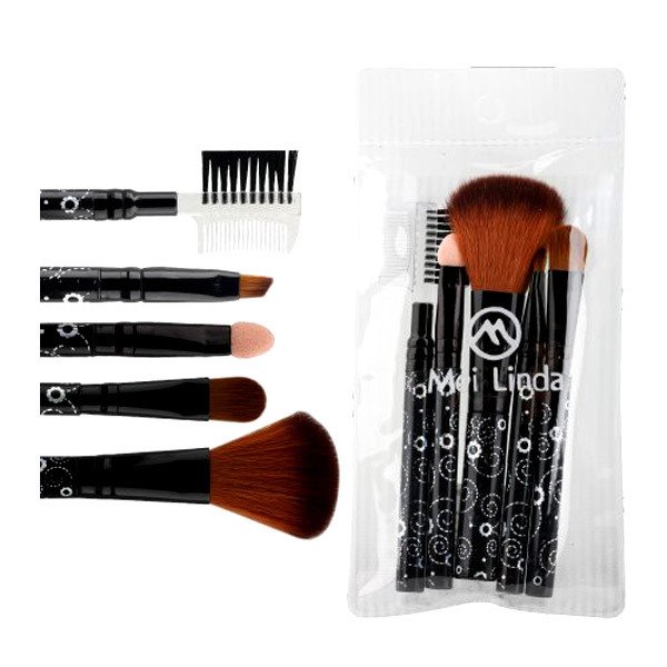 Mei Linda ชุดแปรงแต่งหน้า 5 pcs MD4098 รุ่น Sunflower (Black) แถมฟรี Sivanna Colors Blusher No.847#01 Mei Linda ชุดแปรงแต่งหน้า 5 pcs MD4098 รุ่น Sunflower (Black) แถมฟรี Sivanna Colors Blusher No.847#01