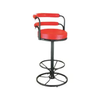 NDL เก้าอี้บาร์สูง ขาดำพิงหลัง รุ่น NDL-163 ( สี ขาดำ/เบาะแดง )