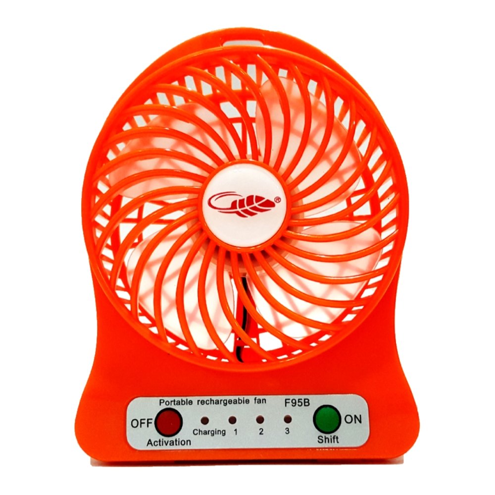 NEW PR พัดลมพกพา USB FAN 2in1 F-95B (Orange)
