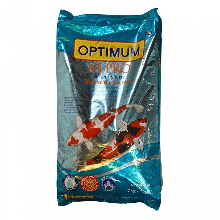 Optimum Wheat Germ ออพติมั่ม อาหารปลา คาร์ฟ สูตรบำรุงผิว เม็ดกลาง 7กก. สีฟ้า