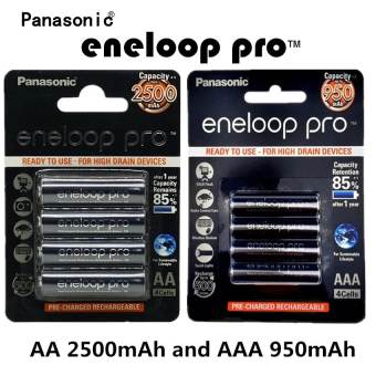 Panasonic eneloop AA 2500mAh Rechargeable battery ถ่านชาร์จ (แพ็คละ 4 ก้อน) and Panasonic eneloop AAA 950mAh Rechargeable Battery (แพ็คละ 4 ก้อน)
