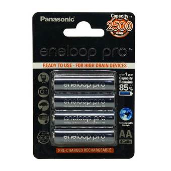 Panasonic ถ่านชาร์จ eneloop Pro ไซส์ AA 2500 mAh 4 ก้อน (สีดำ) Panasonic ถ่านชาร์จ eneloop Pro ไซส์ AA 2500 mAh 4 ก้อน (สีดำ)