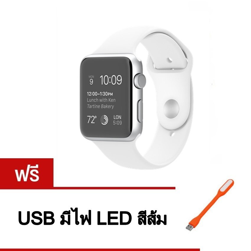 Person นาฬิกาโทรศัพท์ Bluetooth Smart Watch รุ่น A8 Phone watch(White) ฟรี USB มีไฟ LED (คละสี)