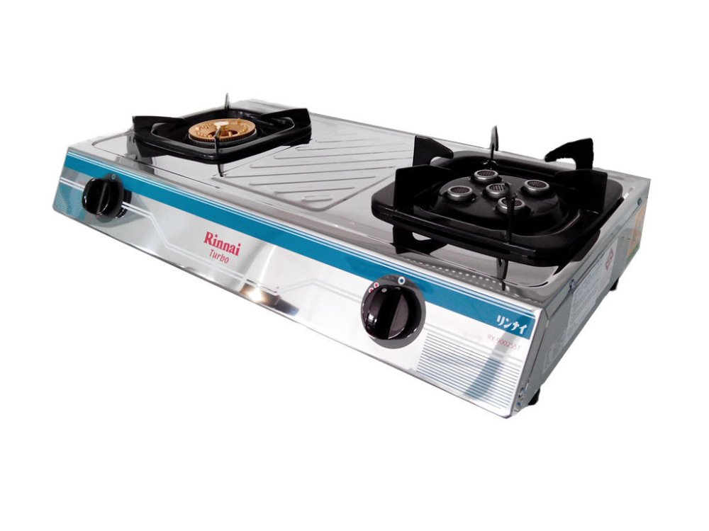 Rinnai เตาแก๊สตั้งโต๊ะ หัวทองเหลือง + หัวเทอร์โบ รุ่น RY-9002SST (สีเงิน)