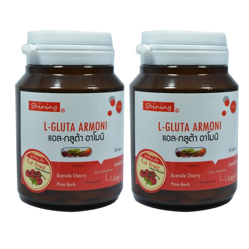 Shining L-Gluta Armoni แอล-กลูต้า อาโมนิ สูตรใหม่เพิ่ม Red Fruit บรรจุ 30 เม็ด (2 ขวด) Shining L-Gluta Armoni แอล-กลูต้า อาโมนิ สูตรใหม่เพิ่ม Red Fruit บรรจุ 30 เม็ด (2 ขวด)