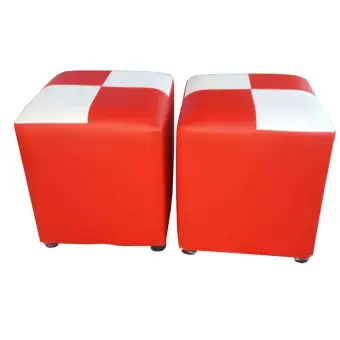 SPK Shop เก้าอี้ ทรงสตูล เบาะสี่เหลี่ยม รุ่น Stool 2 แพ็กคู่ 2 ตัว (สีแดง/ขาว)
