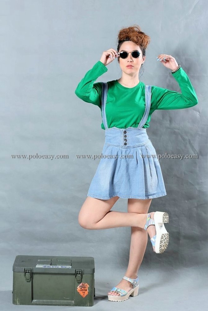 t-shirt export เสื้อยืดแฟชั่น T-Shirt ผู้หญิง คอกลม แขนยาว (สีเขียวใบไม้) t-shirt export เสื้อยืดแฟชั่น T-Shirt ผู้หญิง คอกลม แขนยาว (สีเขียวใบไม้)