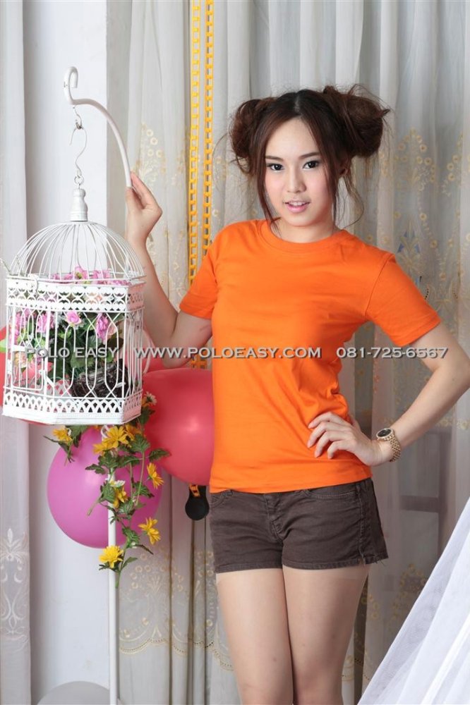 t-shirt export เสื้อยืดแฟชั่น T-Shirt ผู้หญิง คอกลม (สีส้ม)