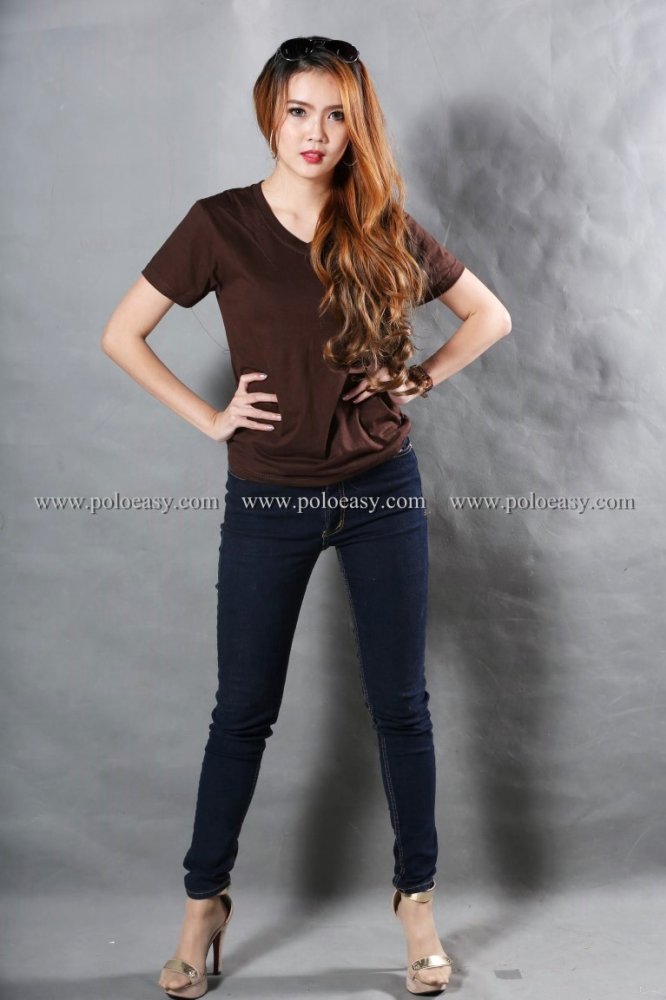 t-shirt export เสื้อยืด แฟชั่น T-Shirt ผู้หญิง คอวี (สีน้ำตาล) t-shirt export เสื้อยืด แฟชั่น T-Shirt ผู้หญิง คอวี (สีน้ำตาล)