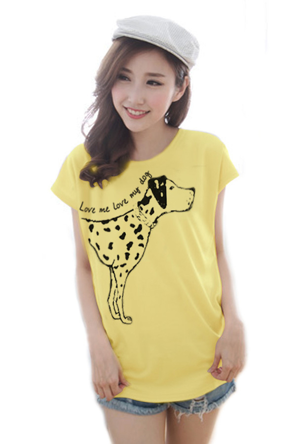 TeeNeeFashions เสื้อยืดแฟชั่น ลายน้องหมา Love Me (สีเหลือง)