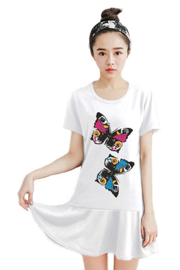 TeeNeeFashions เสื้อยืดแฟชั่นตัวยาว / แซกสั้น ผ้านุ่ม ลาย Twin Butterflies (สีขาว) TeeNeeFashions เสื้อยืดแฟชั่นตัวยาว / แซกสั้น ผ้านุ่ม ลาย Twin Butterflies (สีขาว)