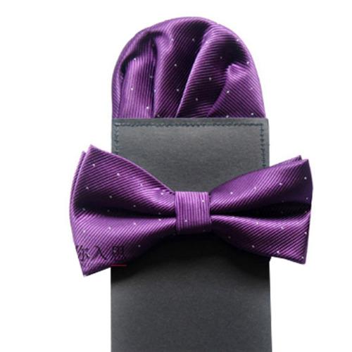 twilight หูกระต่าย & ผ้าเช็ดหน้าสูทสำเร็จรูป สีม่วง Bow tie Pocket Handkerchief - รุ่น F101(not defined)