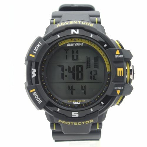 US Submarine นาฬิกาข้อมือชาย-หญิง สายยาง จอLED ระบบ Digital USV-006 (Black-Gold)(Black) US Submarine นาฬิกาข้อมือชาย-หญิง สายยาง จอLED ระบบ Digital USV-006 (Black-Gold)(Black)