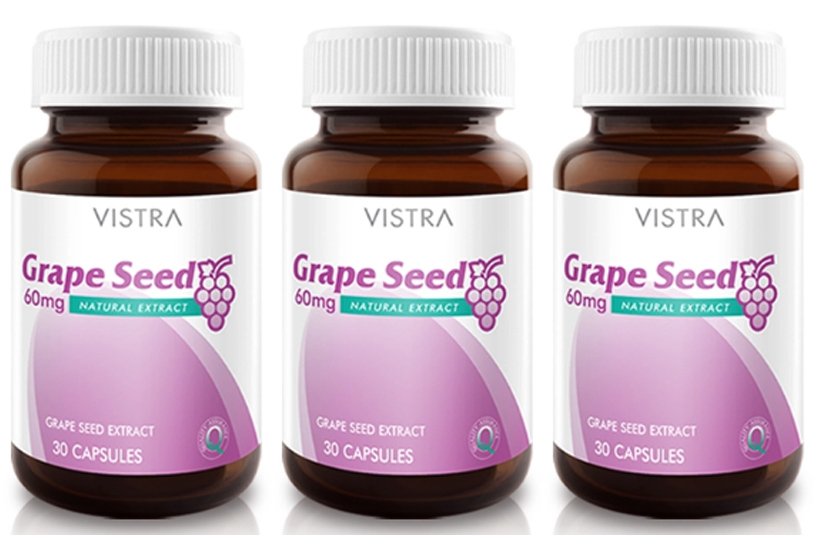 VISTRA Grape Seed Extract 60 mg. 30 เม็ด วิสทร้า สารสกัดจากเมล็ดองุ่น (3 ขวด) VISTRA Grape Seed Extract 60 mg. 30 เม็ด วิสทร้า สารสกัดจากเมล็ดองุ่น (3 ขวด)