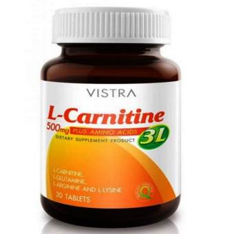 Vistra L-Carnitine 3L 500mg 30เม็ด วิสทร้า แอล-คาร์นิทีน500มก * 1 กระปุก Vistra L-Carnitine 3L 500mg 30เม็ด วิสทร้า แอล-คาร์นิทีน500มก * 1 กระปุก