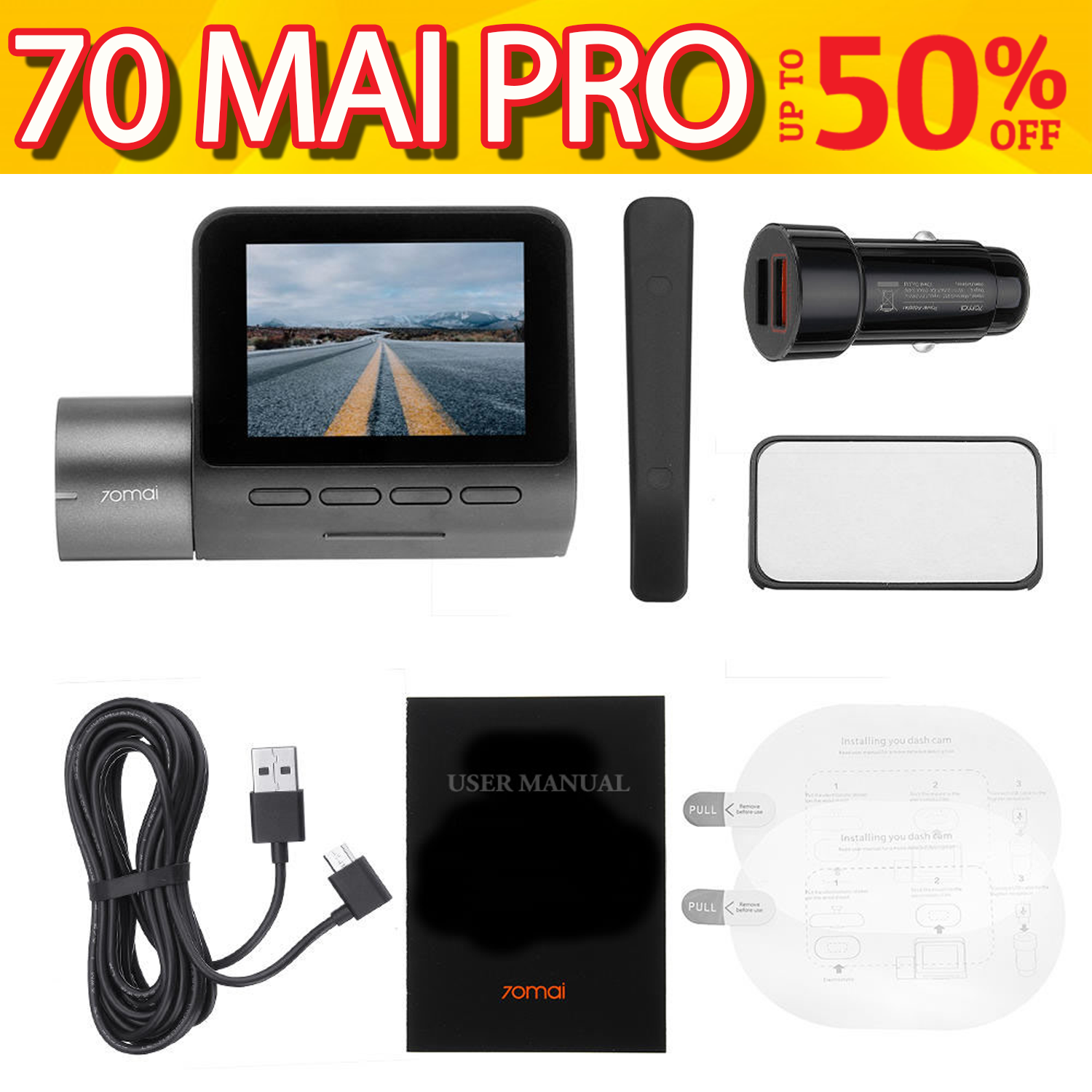 กล้องติดรถยนต์ Xiaomi 70mai Dash Cam Pro กล้องติดรถยนต์ เวอร์ชั่นอังกฤษ พร้อมอุปกรณ์ครบ (English version voice control ) 6 94517e393c54622df0e71ac3605bec7d
