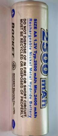 ถ่านชาร์จ ยี่ห้อ Rocket Size AA 2500 mAh แพ็ค 2 ก้อน