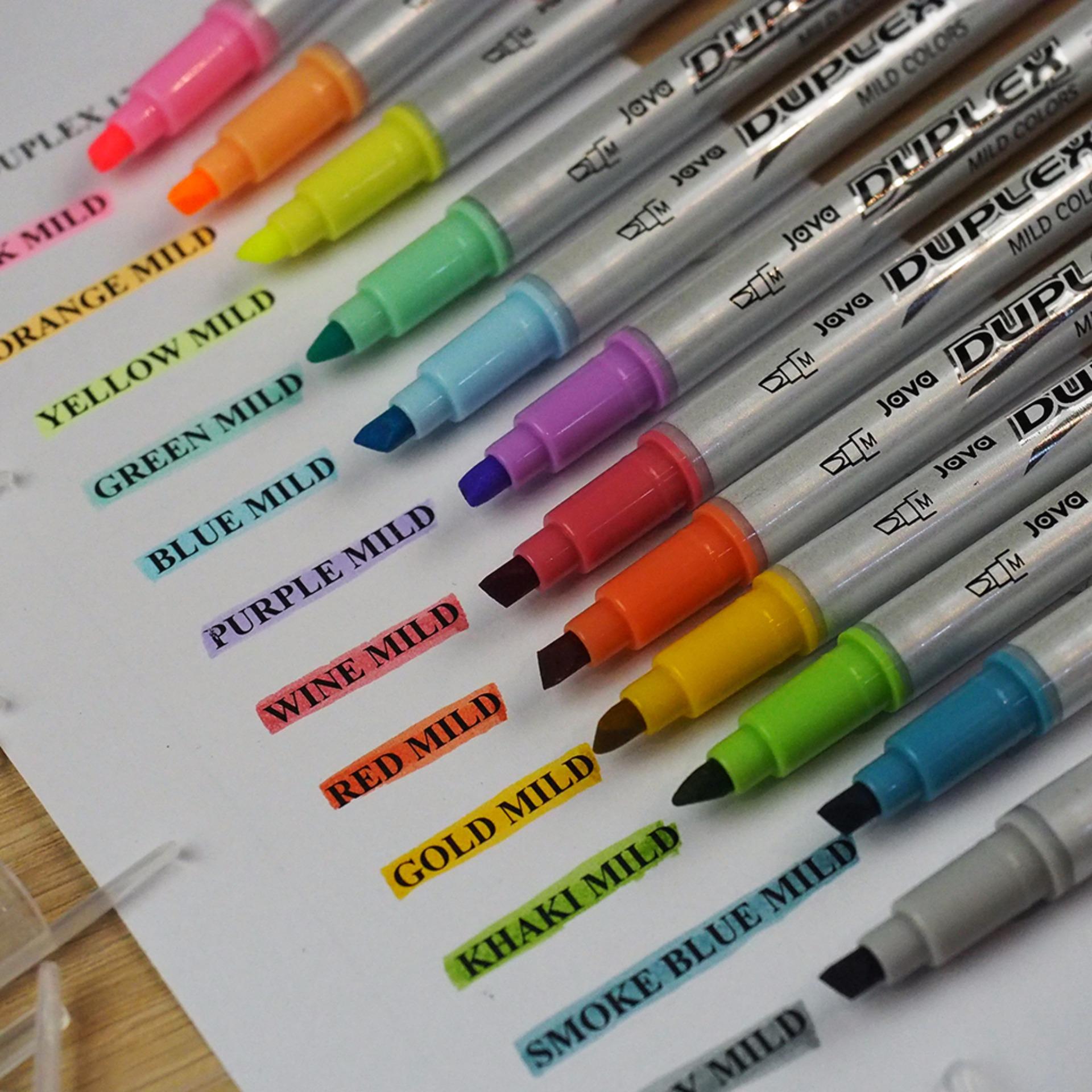 Java Duplex ปากกาเน้นข้อความสีพาสเทลเซ็ต12สี ชมพู,ส้ม,เหลือง,เขียว,ฟ้า ...