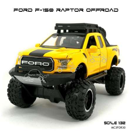 Naynaeshop โมเดลรถ FORD F-150 RAPTOR OFFROAD สีเหลือง (Scale 1:32)