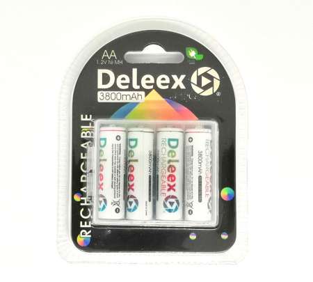 DeleeX ถ่านชาร์จ 2A 4PCS  AA 1.2V  NI-MH 3,800 mAh rechargeable battery 
