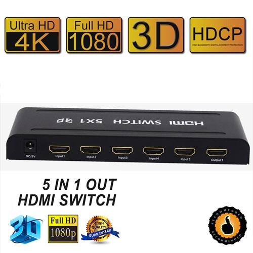 6PORT 5x1 5in 1out HDMI Switch Switcher Splitter Box HD 1080P Video Hub   Remote