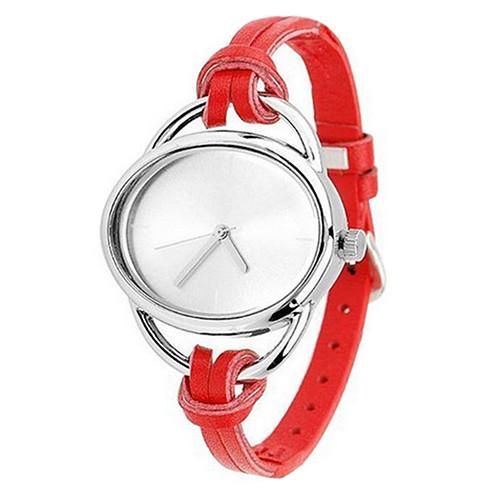 Bluelans® แฟชั่นผู้หญิงรูปไข่ Slim faux Leather band สร้อยข้อมือควอตซ์ Analog นาฬิกาข้อมือ