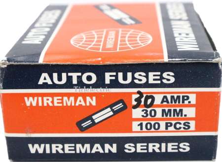 Wireman (ยกกล่อง x 100 หลอด) ฟิวส์หลอดแก้ว ยาว 30A 30 mm ราคาส่ง