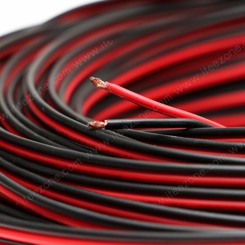 สายไฟ แดงดำ 18awg (0.75 mm²) สายลำโพง สายไฟคู่ สายคู่ electrical wire cable เครื่องเสียง รถยนต์ car audio กล้องวงจรปิด