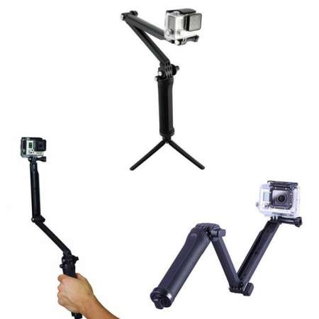 Di shop3 Way Multi function Folding Monopod Tripod Selfie Stick For Gopro Xiaomi SJcam