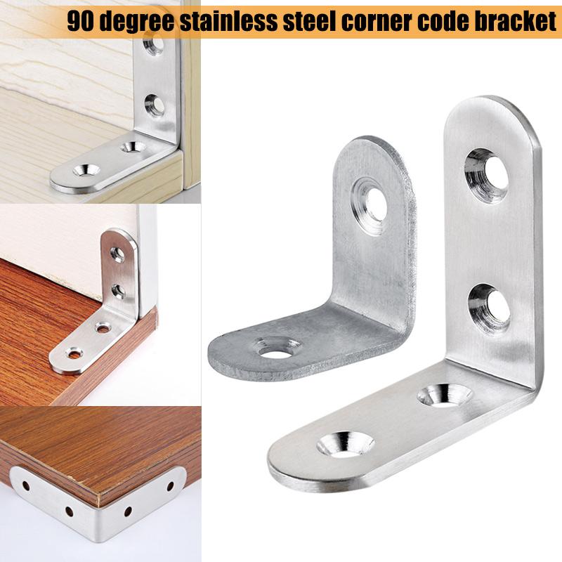 Pack of 2 Bracket Stainless Steel Solid Shelf Support Corner Brace Joint Right Angle Bracket