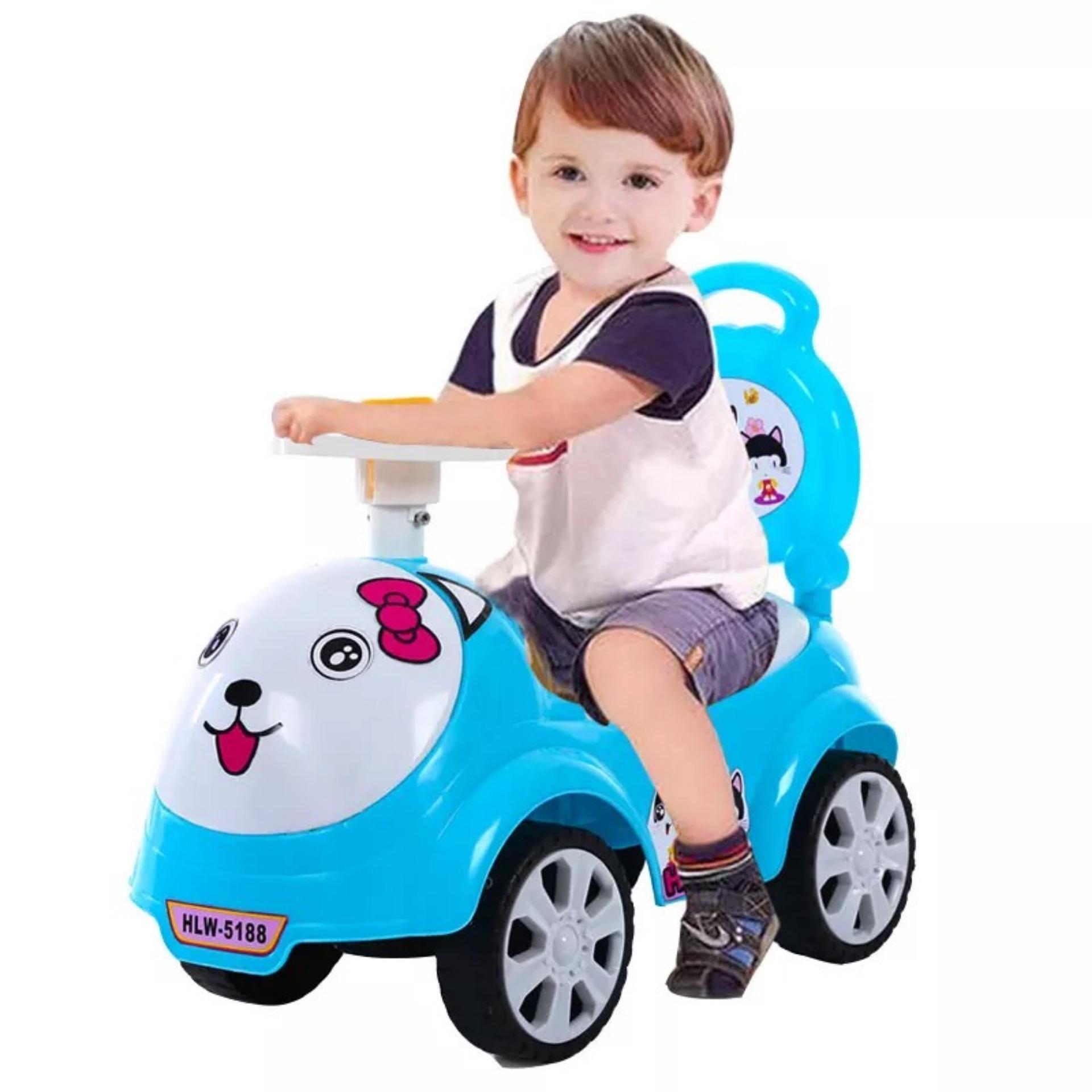 รถขาไถ มีเสียงเพลง มีที่จับเข็นเด็กได้ สีฟ้า Blue