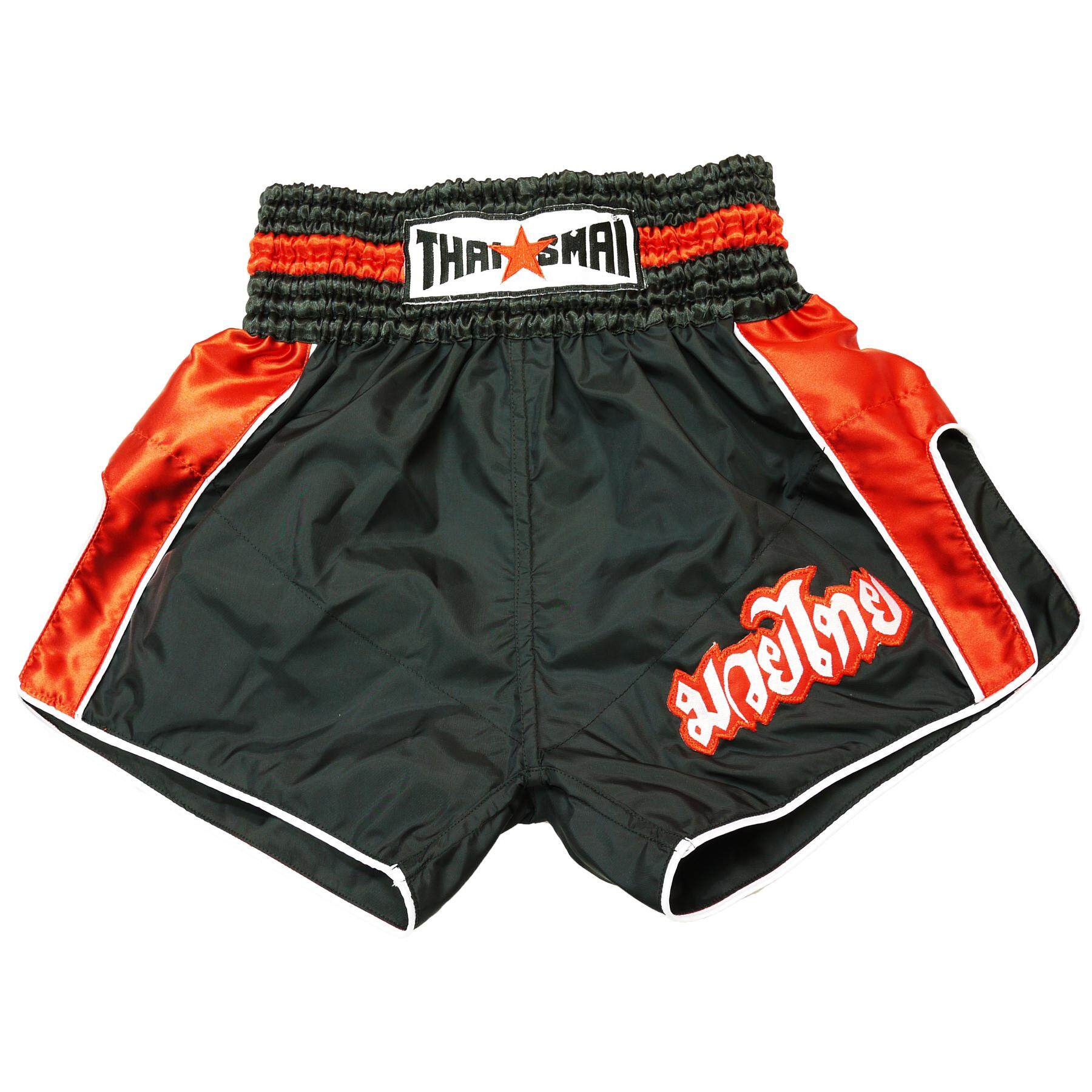 Thaismai - W.001กางเกงมวย กางเกงมวยไทย ชุดต่อสู้ สีดำ/แดง Thai Boxing ...