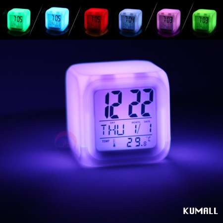 !!อย่าช้า KUMALL นาฬิกาปลุก แสดงเวลา วันที่ เดือน สัปดาห์ วัดอุณหภูมิได้ เปลี่ยนสีไฟได้ 7
ชนิด หน้าจอ LED ลดดี