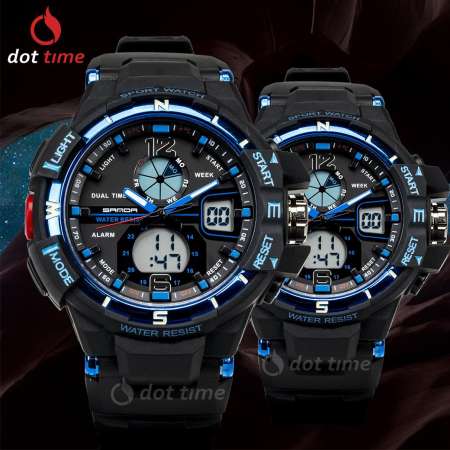 ฟรีกล่องเซ็ต! นาฬิกาข้อมือ นาฬิกาคู่ แฟชั่น สปอร์ต เท่ SANDA SD01XBU SPORT CHRONOMETER WATCH นาฬิกา ผู้ชาย ผู้หญิง ลดราคา ราคาถูก dot time