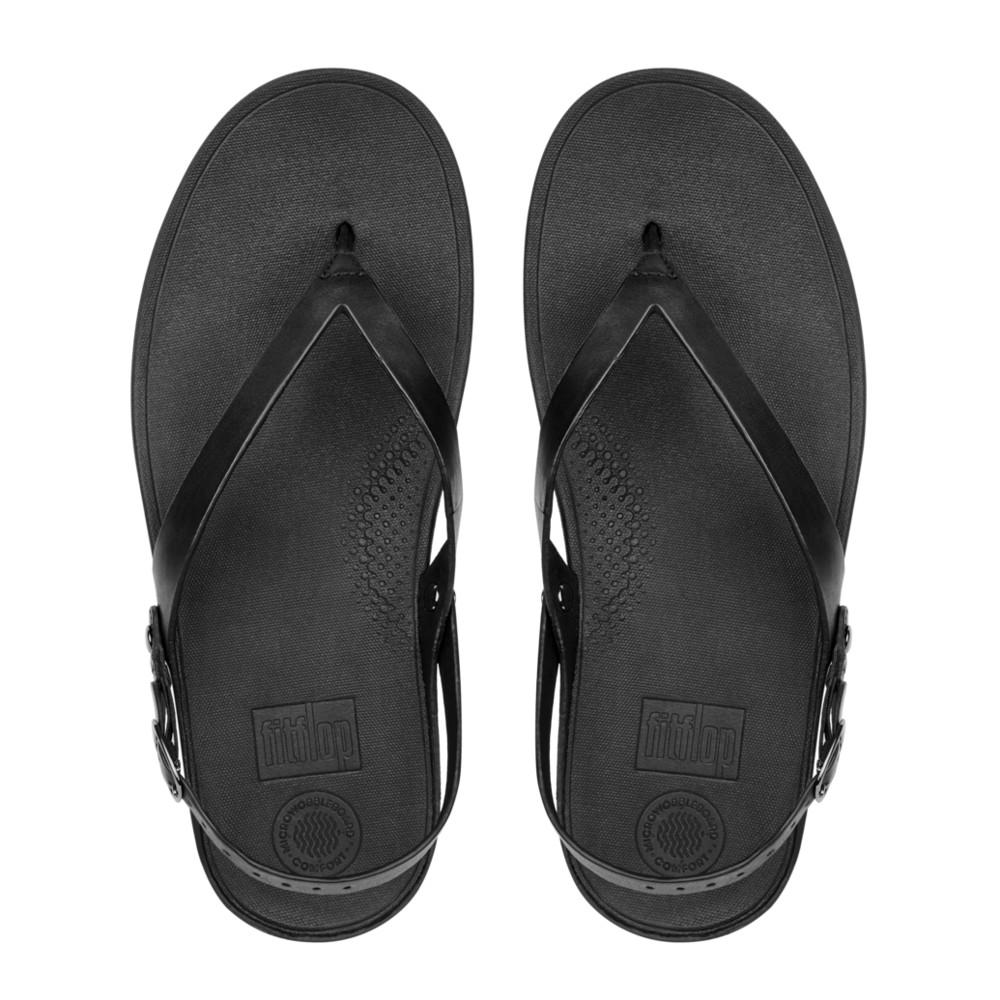 FITFLOPรองเท้าแตะหญิงรุ่น FLIP LEATHER SANDALS สี BLACK