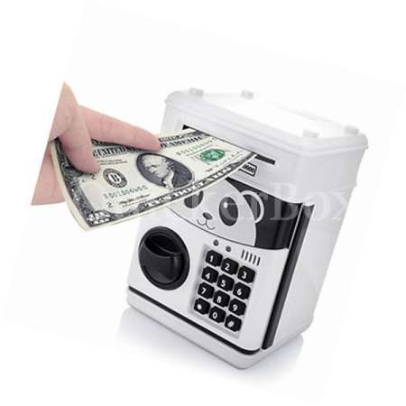 Panda Money Saving กระปุกออมสิน ตู้เซฟ ดูดแบงค์ สีขาว
