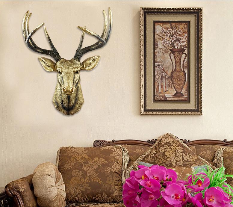 Creative Animal Entrance Living Room Bar Wall Decorations Pendant Deer Head Antlers Wall Hangers Vintage European Style 58