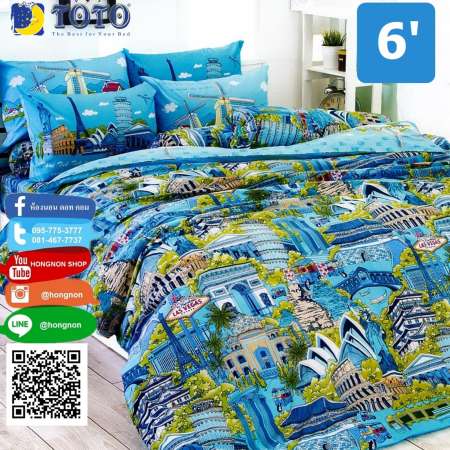 มาใหม่เดี่ยวนี้ TOTO ผ้าปูที่นอนโตโต้ ลายใหม่ ขายดี รหัส TT528 ขนาด 6ฟุต นำเข้า