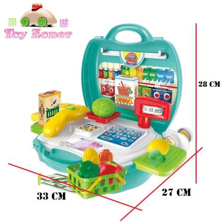 ชุดกระเป๋า แคชเชียร์คิดเงิน ซุปเปอร์มาร์เก็ต 23 ชิ้น Kids Toys Supermarket Checkout Play Suitcase Sets 23Pcs  33x27x28 ซ.ม.