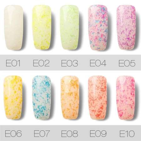 ROSALIND Snow flak  สียาทาเล็บเจล เกล็ดหิมะ เกล็ดหินอ่อน Gel Polish Soak Off UV LED (10ml.) #E07