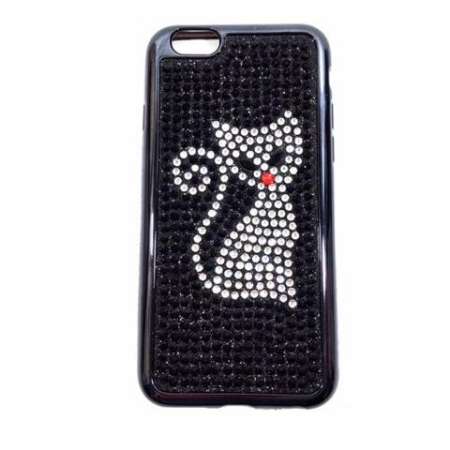 เคส ไอโฟน Case iPhone 6/6S ( วัสดุ  TPU พื้นหลังติดเพชร สีดำ ลายเหมียว ) สินค้าใหม่  ปกปัองกันเครื่องได้ดีมาก Case Cover for Apple iPhone 6/6S